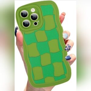 iPhone 13 Pro Max Case Green Plaid Checkerboard Phone Protection
